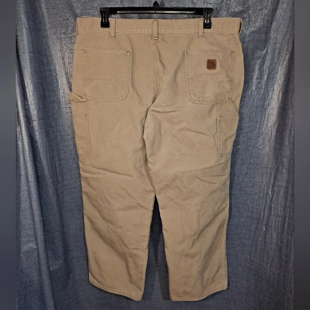 Carhartt Vintage Carpenter Work Pants 42x30 actual 42x29 Tan Slightly Distressed